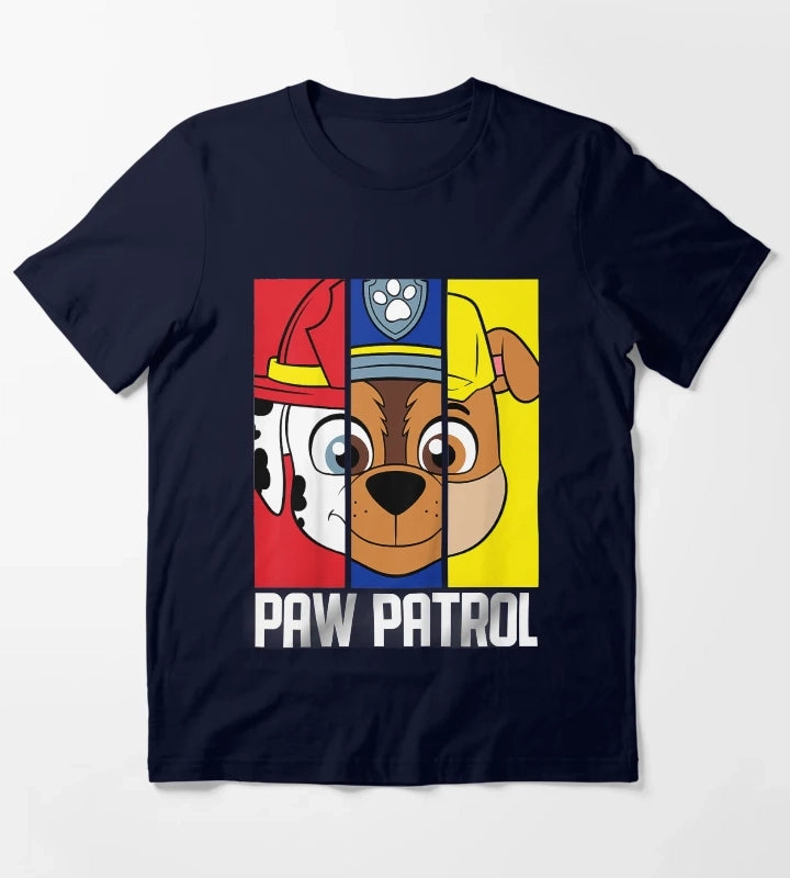 Active Enthusiasm In The Relief Humor Kids Paw Patrol Multi Pup Faceretro Wave T-Shirt Navy