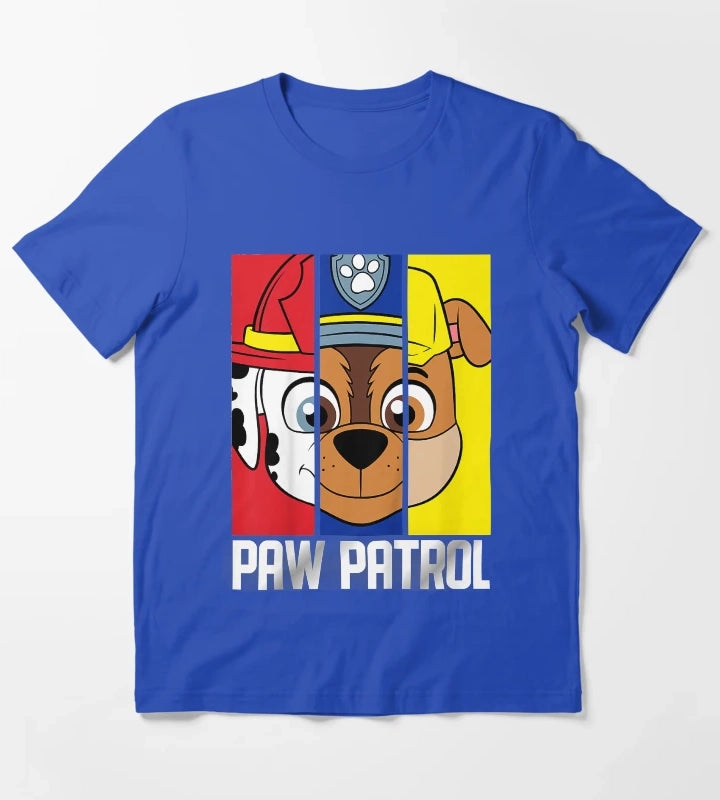 Active Enthusiasm In The Relief Humor Kids Paw Patrol Multi Pup Faceretro Wave T-Shirt Blue
