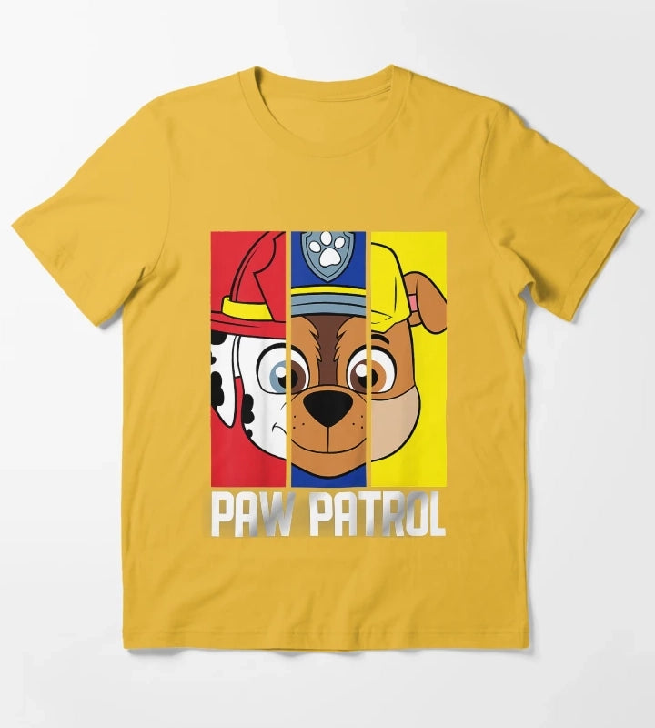 Active Enthusiasm In The Relief Humor Kids Paw Patrol Multi Pup Faceretro Wave T-Shirt Yellow