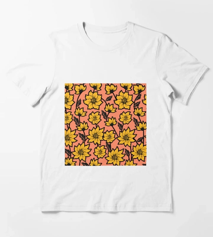African Daisy Pattern T-Shirt White
