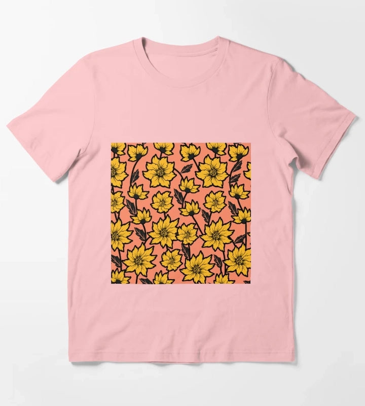 African Daisy Pattern T-Shirt Dark Grey