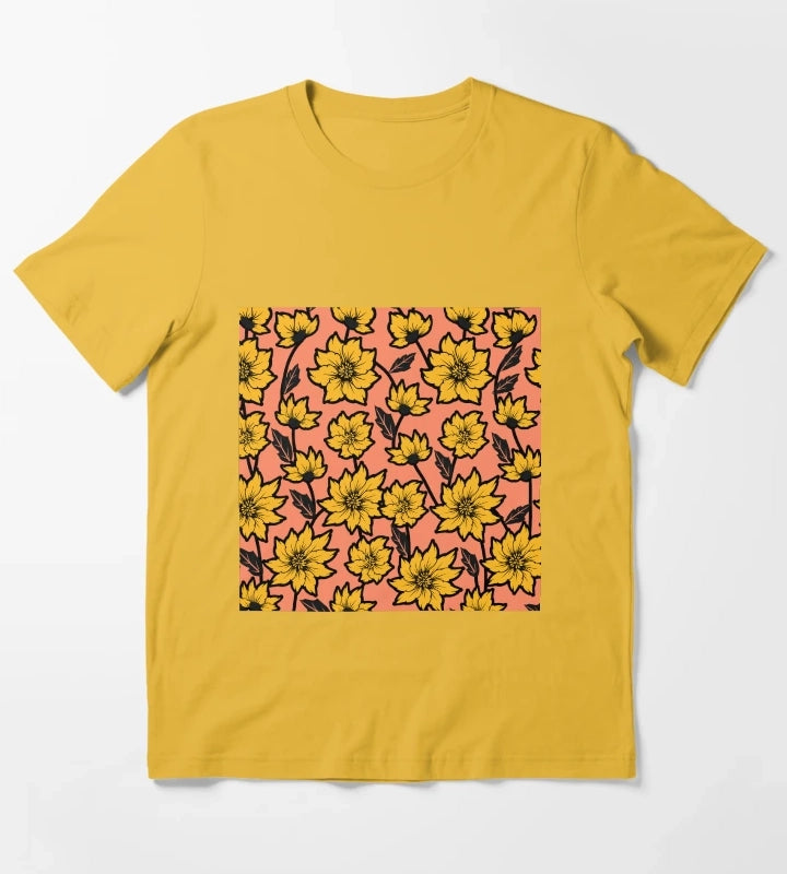 African Daisy Pattern T-Shirt Yellow