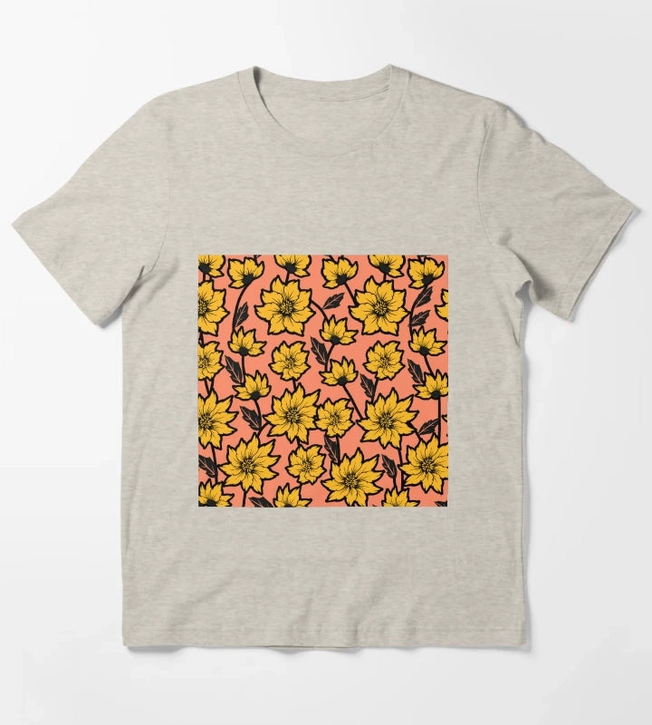 African Daisy Pattern T-Shirt Cream