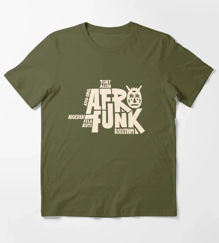 Afro Funk Music T-Shirt Olive Green
