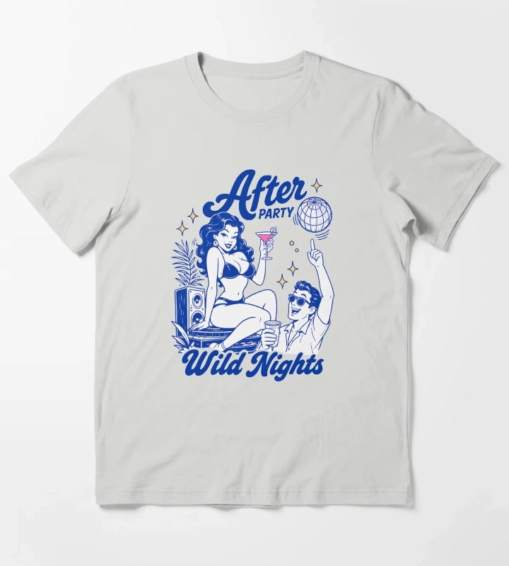 After Party Wild Nights Pinup Girl T-Shirt Light Grey