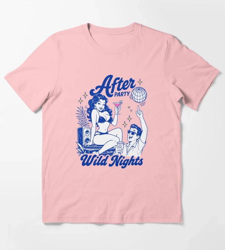 After Party Wild Nights Pinup Girl T-Shirt Dark Grey
