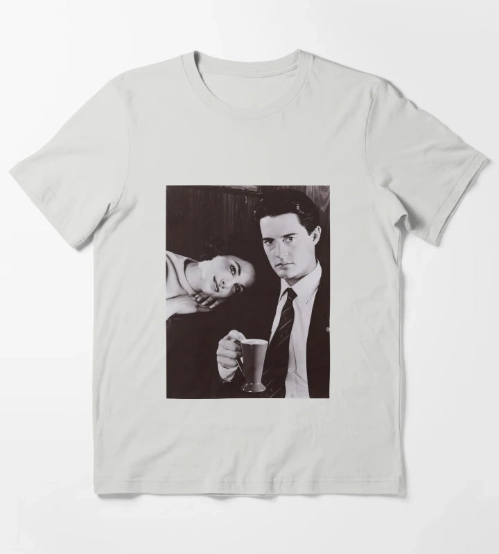 Agent Cooper and Audrey Horne Twin Peaks Noir Art Print Poster T-Shirt Light Grey