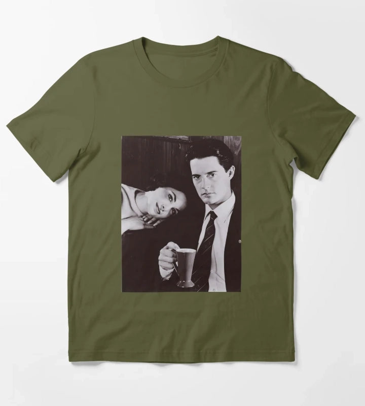 Agent Cooper and Audrey Horne Twin Peaks Noir Art Print Poster T-Shirt Olive Green