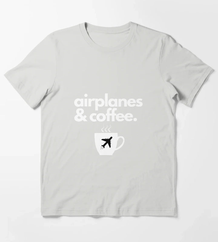Airplanes and Coffee T-Shirt Light Grey