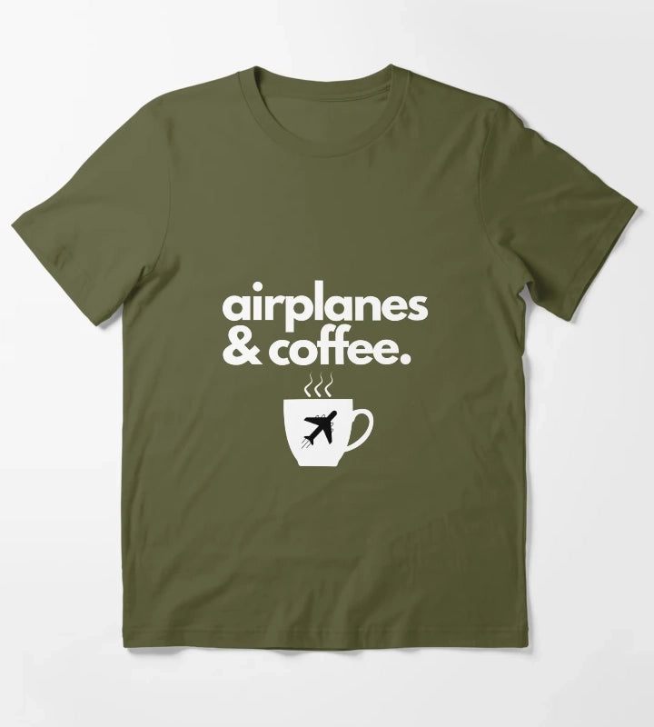 Airplanes and Coffee T-Shirt Olive Green