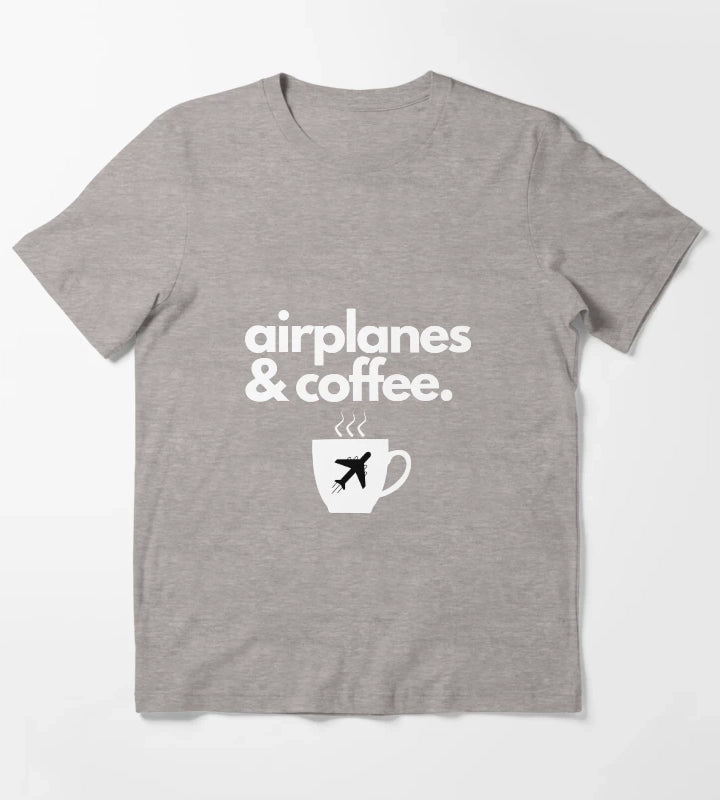 Airplanes and Coffee T-Shirt Heather Grey