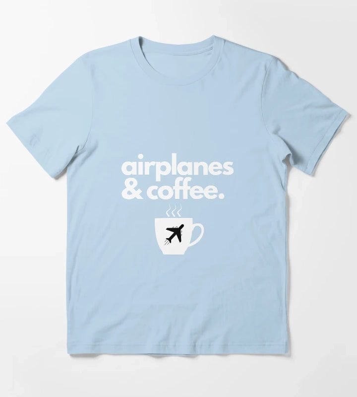 Airplanes and Coffee T-Shirt Sky Blue