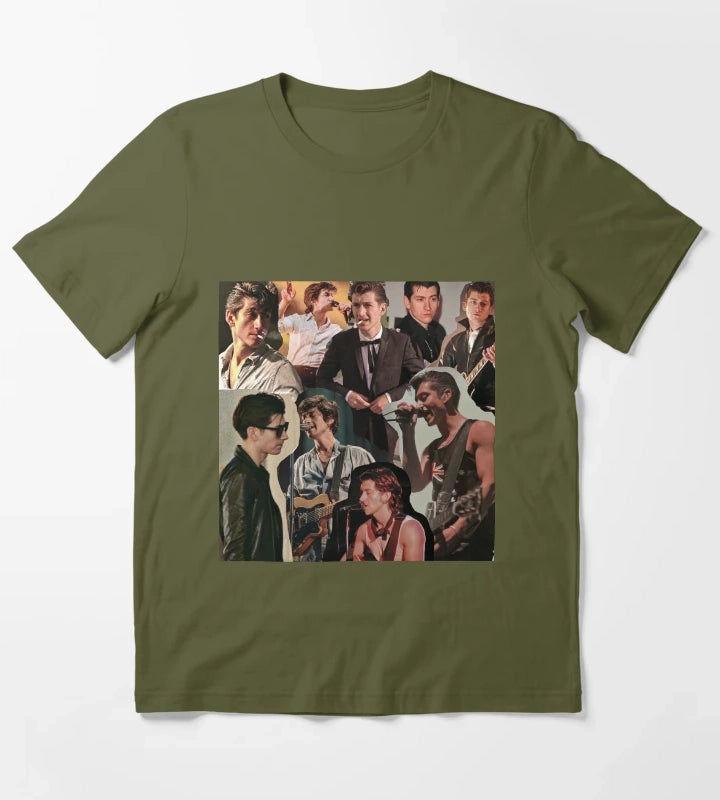 Alex Turner Arctic Monkeys Collage T-Shirt Olive Green