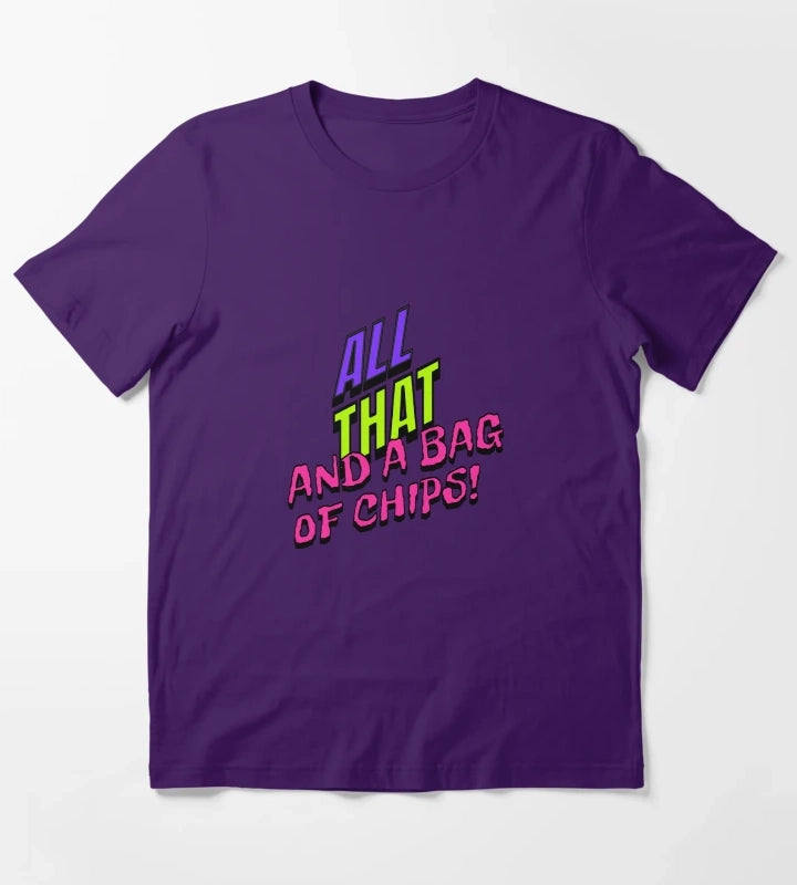 All That And A Bag Of Chips Retro 90s Design Neon Throwback Typography T-Shirt Purple