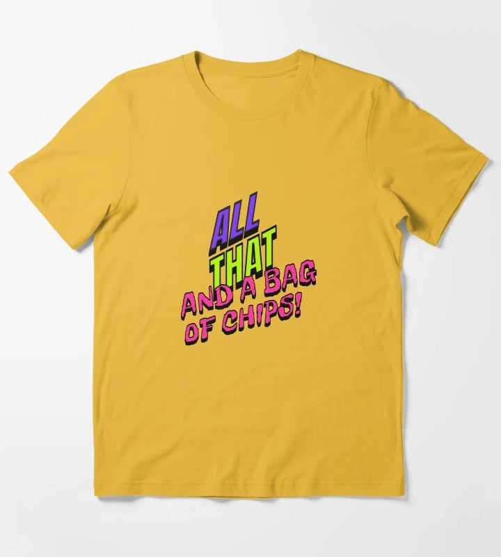 All That And A Bag Of Chips Retro 90s Design Neon Throwback Typography T-Shirt Yellow