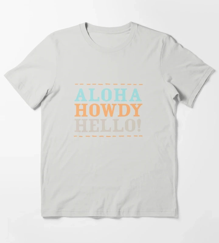 Aloha Howdy and Hello Black T-Shirt Light Grey
