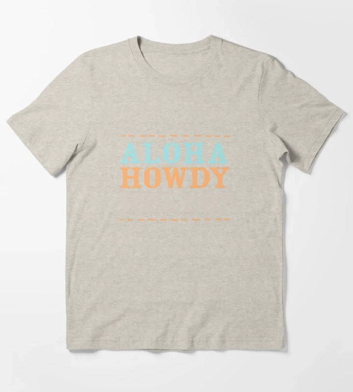 Aloha Howdy and Hello Black T-Shirt Cream