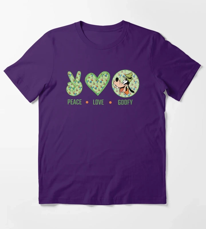 Amazing Peace Love Goofy design T-Shirt Purple