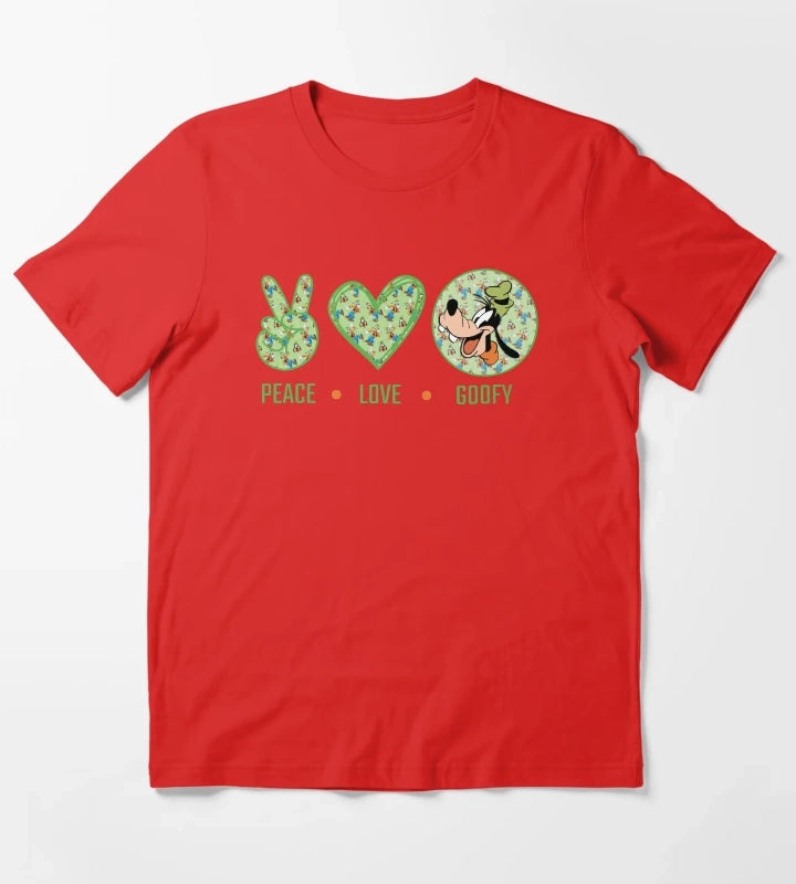 Amazing Peace Love Goofy design T-Shirt Red