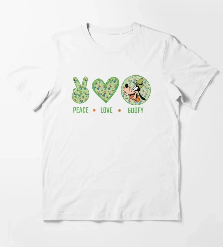 Amazing Peace Love Goofy design T-Shirt White