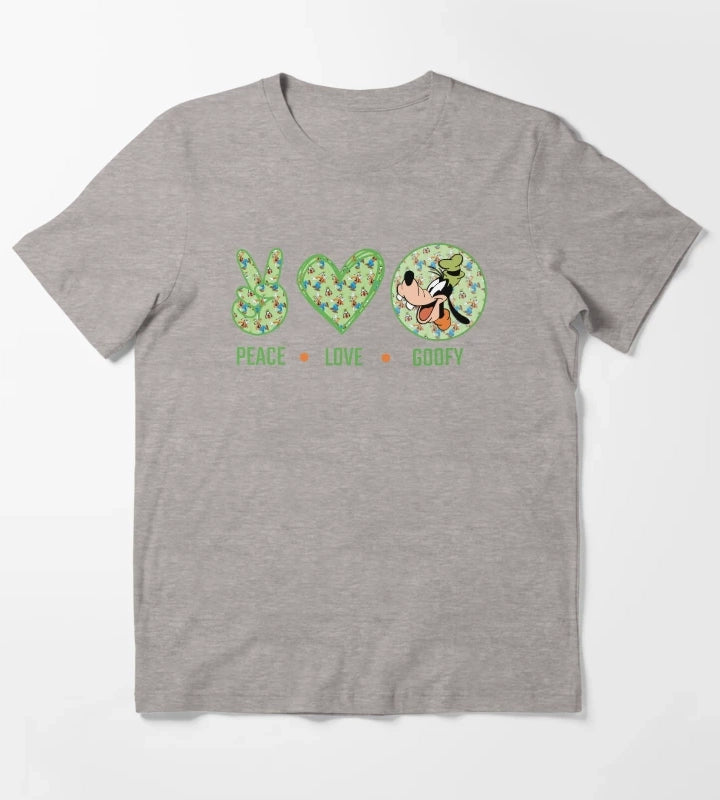 Amazing Peace Love Goofy design T-Shirt Heather Grey