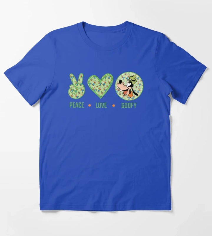 Amazing Peace Love Goofy design T-Shirt Blue