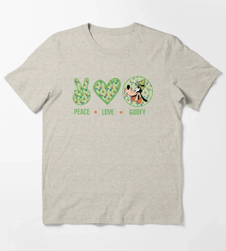 Amazing Peace Love Goofy design T-Shirt Cream