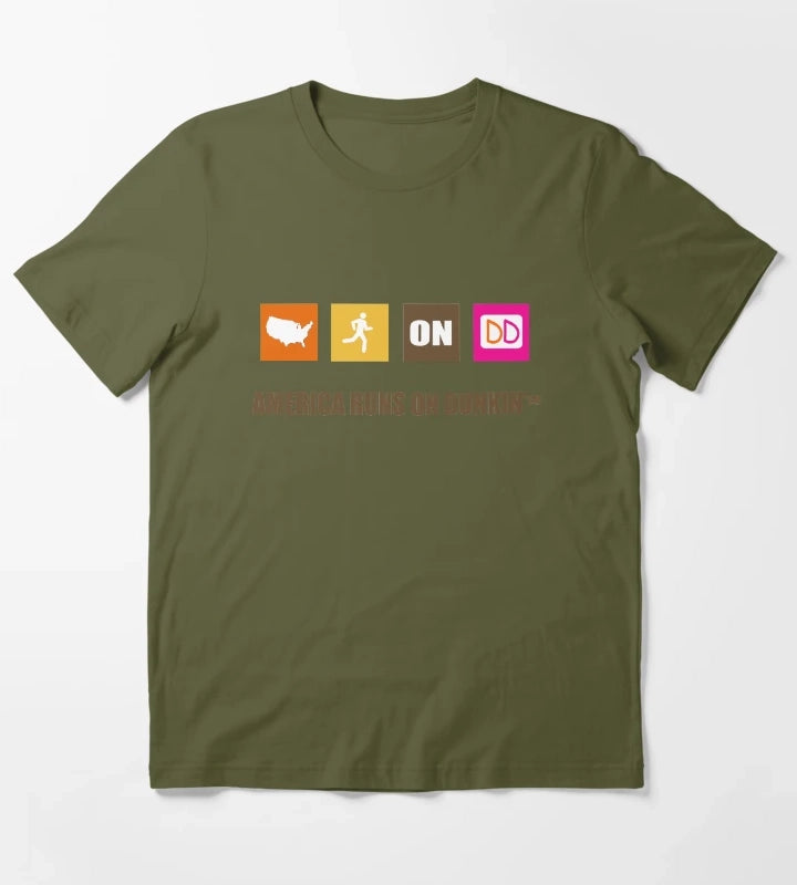 America Runs On Dunkin T-Shirt Olive Green