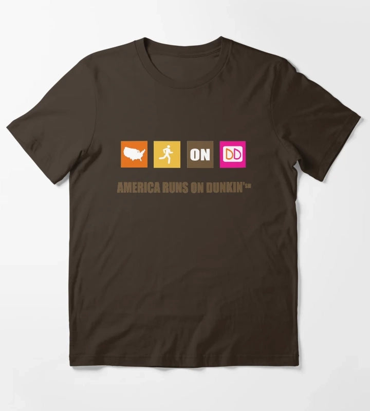 America Runs On Dunkin T-Shirt Brown