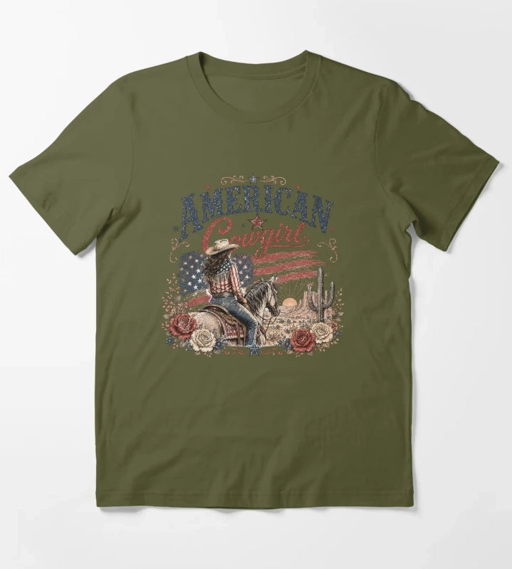 American cowgirl T-Shirt Olive Green