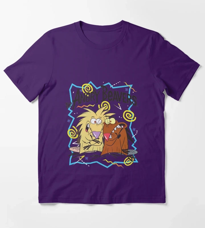 Angry Beavers Characters 90s Graphics T-Shirt Purple