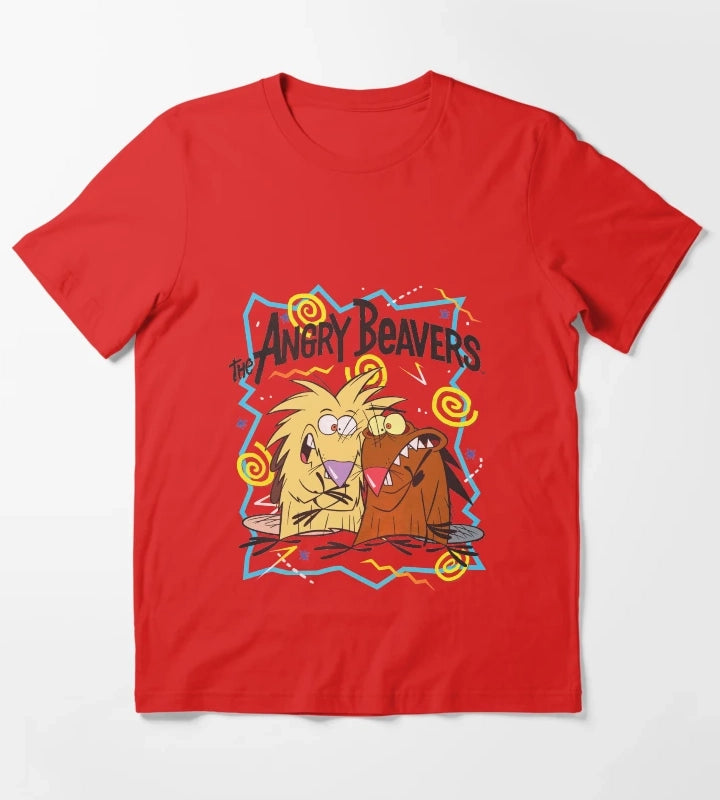 Angry Beavers Characters 90s Graphics T-Shirt Red