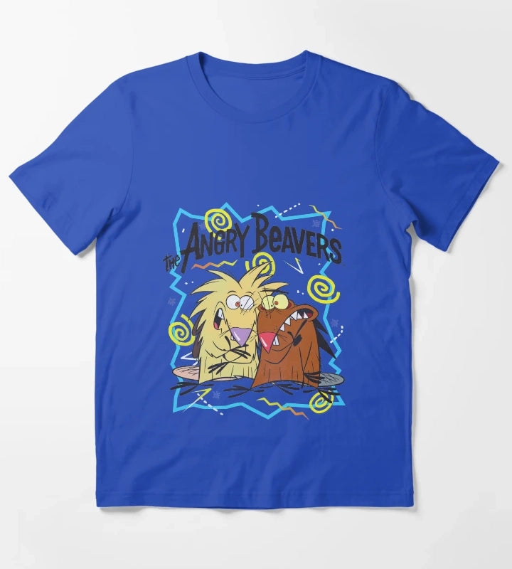 Angry Beavers Characters 90s Graphics T-Shirt Blue