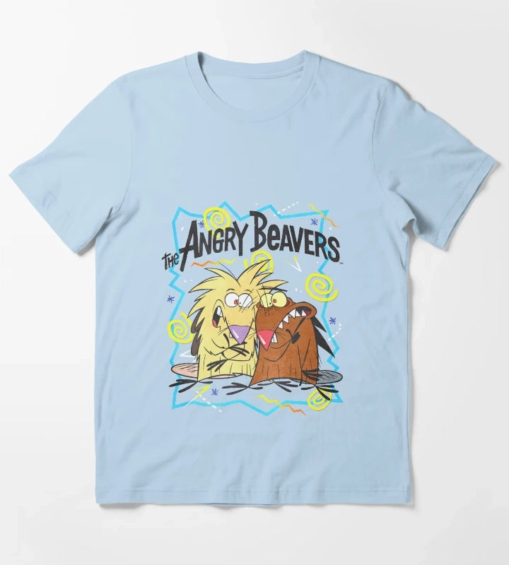 Angry Beavers Characters 90s Graphics T-Shirt Sky Blue