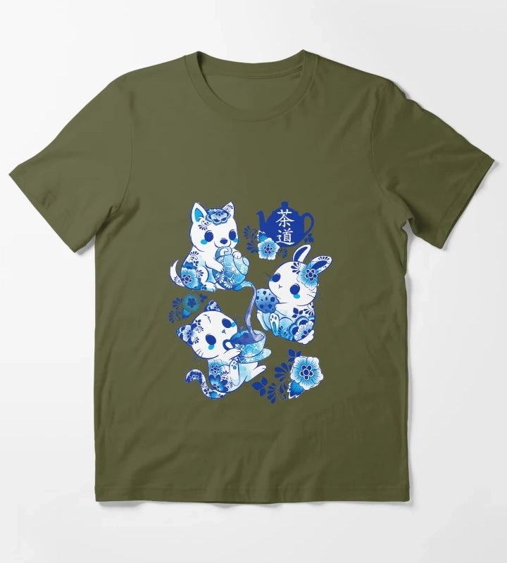 Animals Tea Ceremony T-Shirt Olive Green