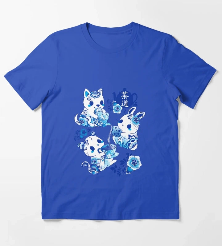 Animals Tea Ceremony T-Shirt Blue