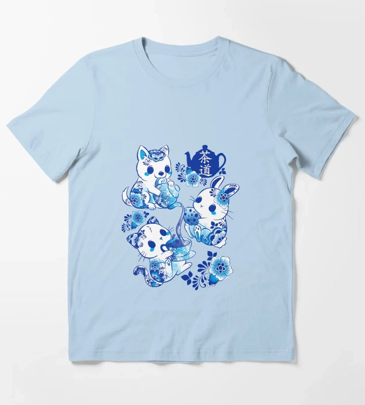 Animals Tea Ceremony T-Shirt Sky Blue