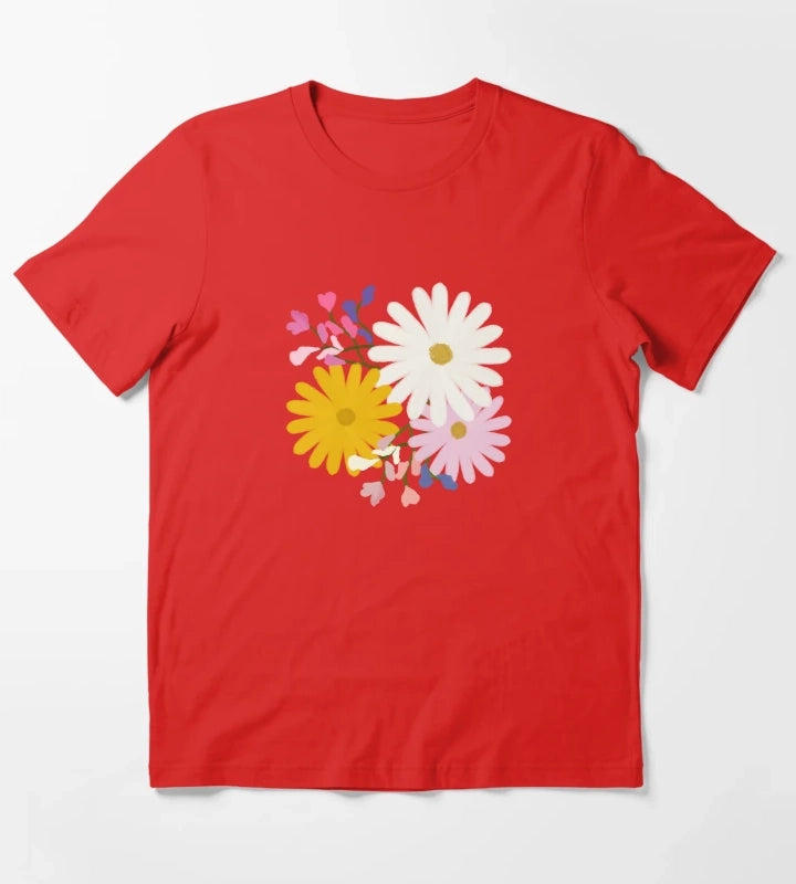 April Birth Flowers Bouquet T-Shirt Red
