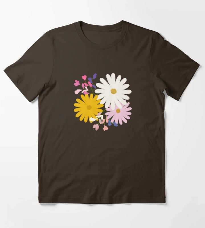 April Birth Flowers Bouquet T-Shirt Brown