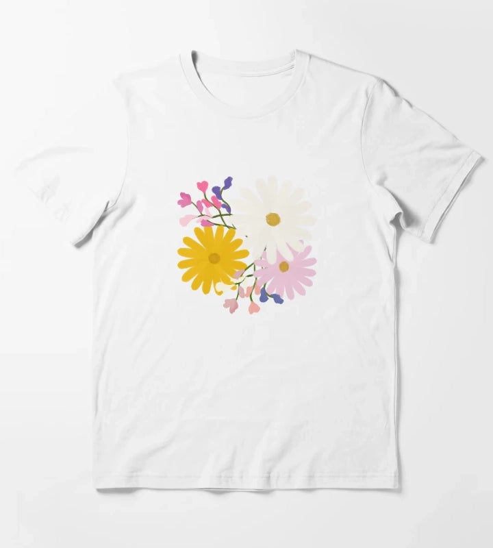 April Birth Flowers Bouquet T-Shirt White