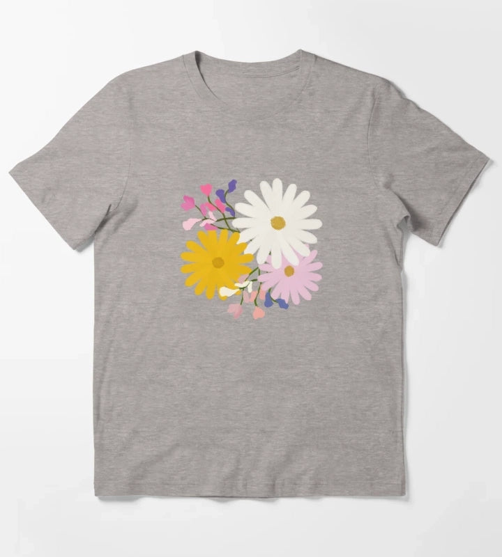 April Birth Flowers Bouquet T-Shirt Heather Grey