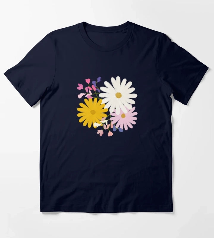 April Birth Flowers Bouquet T-Shirt Navy