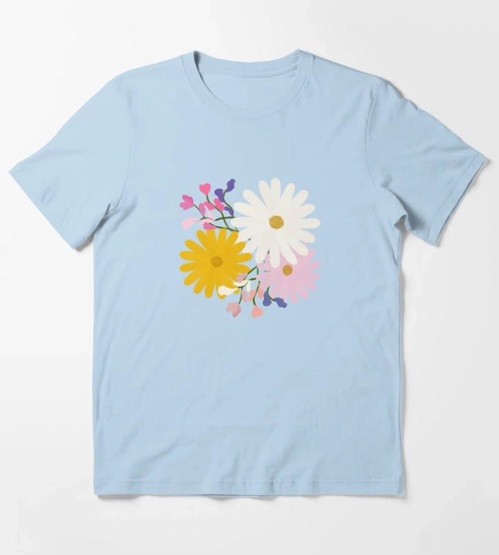 April Birth Flowers Bouquet T-Shirt Sky Blue