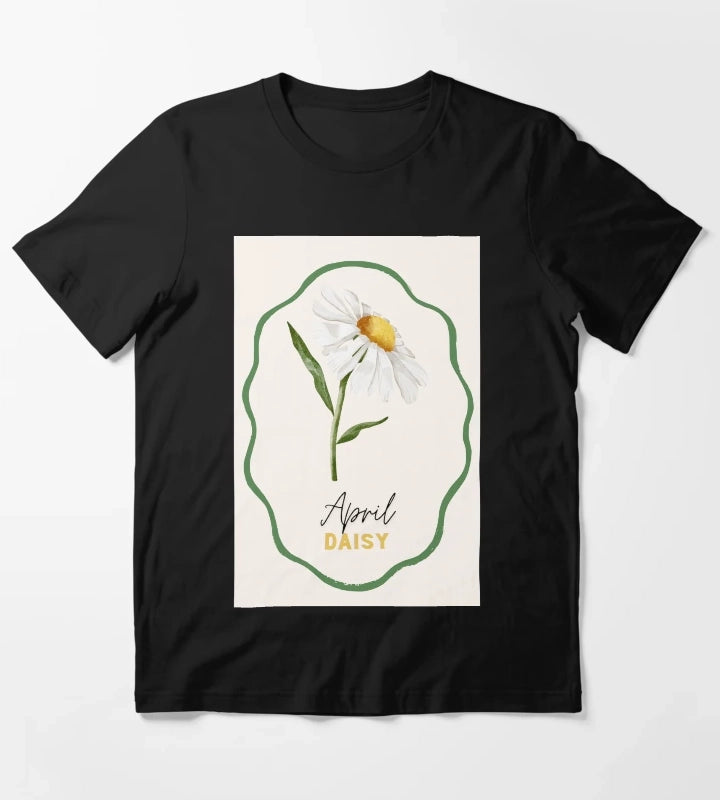 April Daisy Birth Month Flower Watercolor Design T-Shirt