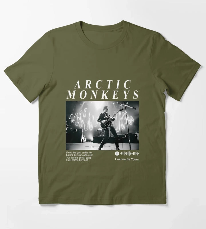 Arctic Monkeys 90S Rock Pop Music Band T-Shirt Olive Green