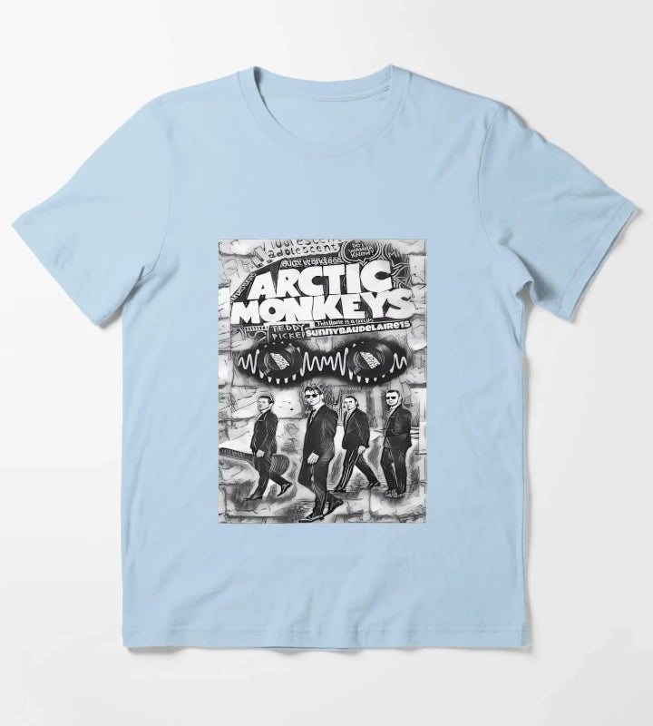 Arctic Monkeys 90s Vintage Rock Pop Music Band 14 T-Shirt Sky Blue