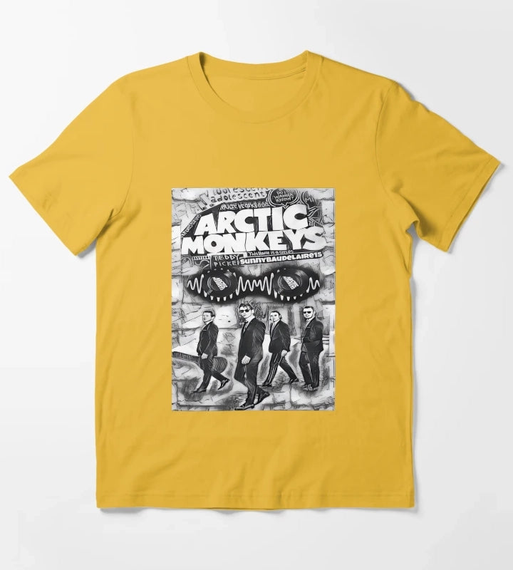 Arctic Monkeys 90s Vintage Rock Pop Music Band 14 T-Shirt Yellow