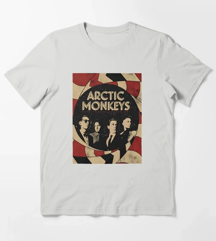 Arctic Monkeys 90s Vintage Rock Pop Music Band 18 T-Shirt Light Grey