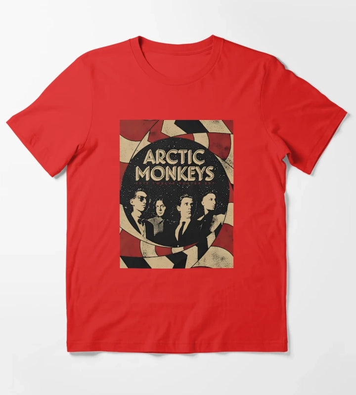 Arctic Monkeys 90s Vintage Rock Pop Music Band 18 T-Shirt Red