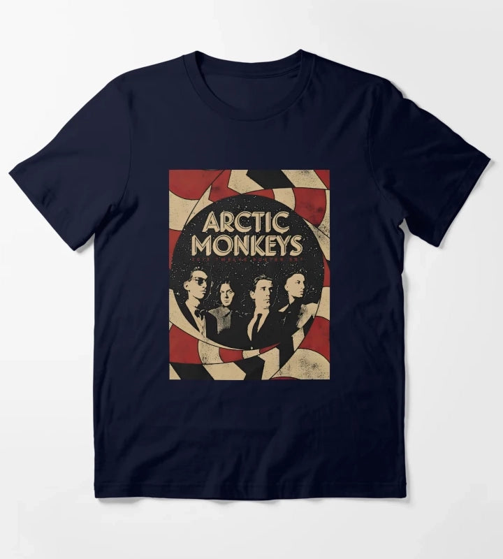 Arctic Monkeys 90s Vintage Rock Pop Music Band 18 T-Shirt Navy
